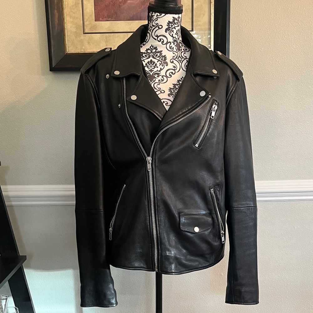 Serge Pariente Men's Black Leather Moto Jacket